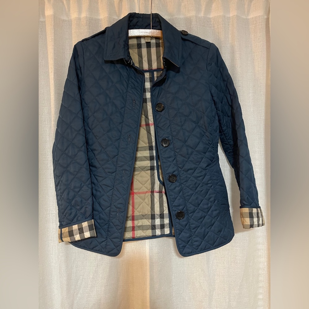 BURBERRY Quilted shell jacket in midnight blue